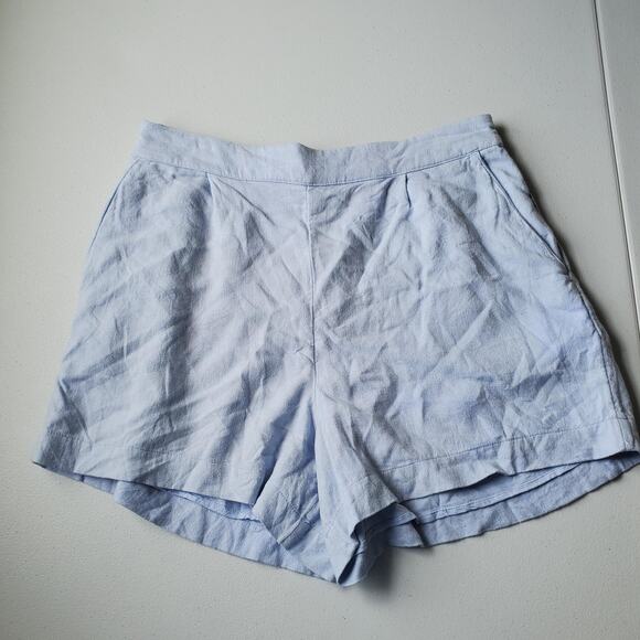 Abercrombie & Fitch Pants - Abercrombie & Fitch Shorts Womens Medium Blue Linen Chino Elastic Waist Lined